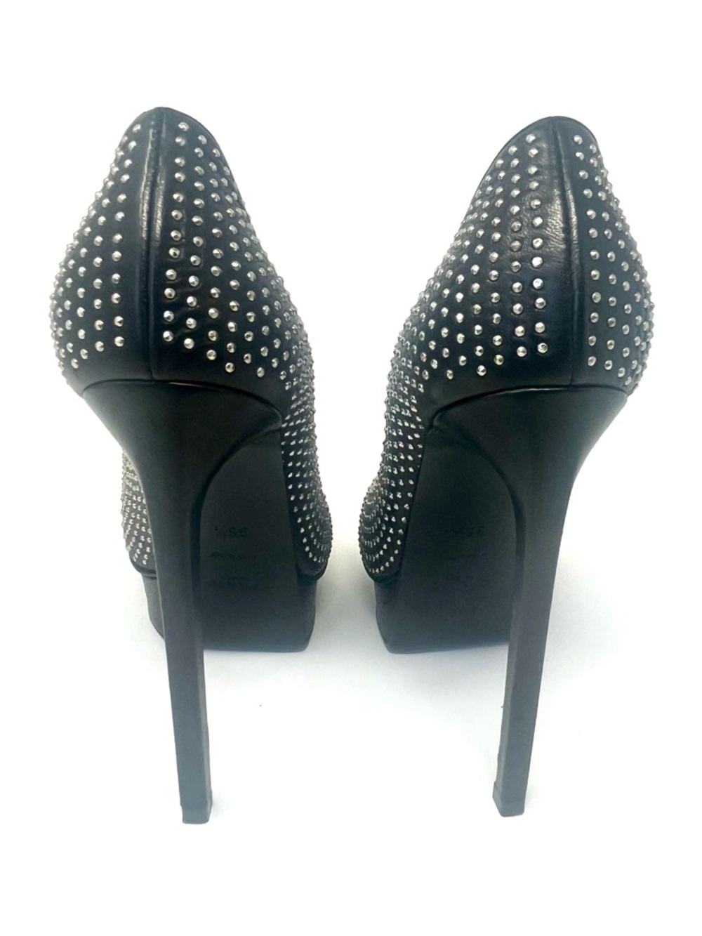 Saint Laurent YSL Janis Black Leather Studded Pumps EU 36.5 / US 6.5 w/Box - Picture 4 of 15